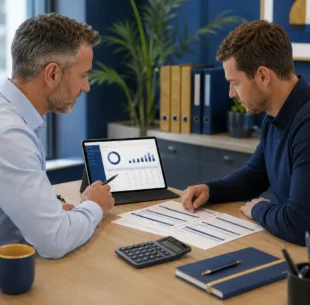 Payroll adviser reviewing business payroll documents in Colchester
