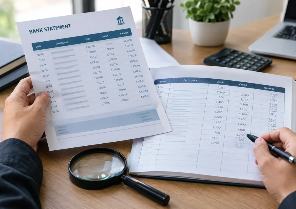 Reviewing financial evidence and bank records for a fraud investigation case