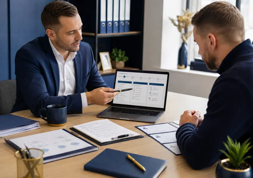 Company registration accountant meeting a small-business owner in Colchester