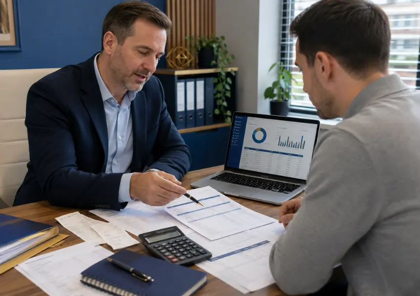 Tax adviser reviewing a Self Assessment tax return with a UK client
