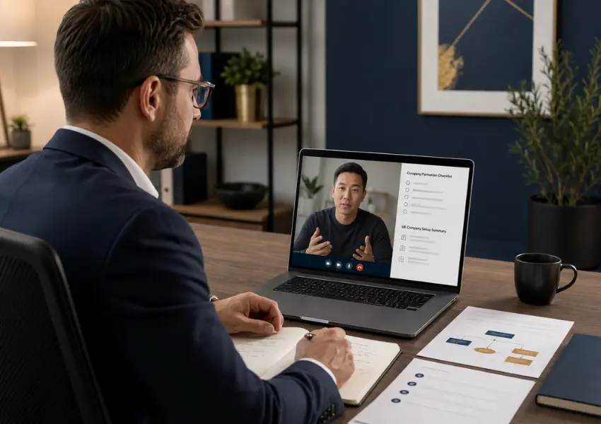 UK accountant advising an overseas founder about limited company registration